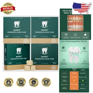 Remineralizing Gum Mastic Mint 72ct Xylitol Hydroxyapatite Sugar-Free Oral Care - Picture 1 of 11