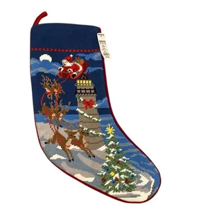 Medias de vacaciones de Navidad Lands End punta de aguja terciopelo rojo como espalda NUEVO - Imagen 1 de 7