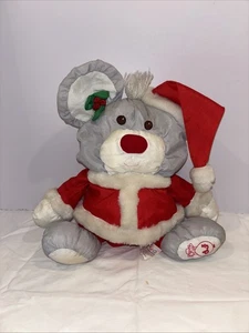 Vintage Christmas Mouse Puffalump 12" Plush Gray Mrs Claus Red Dress 1988 80s - Picture 1 of 3