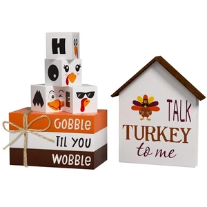 Libros de imitación de pavo decoraciones de acción de gracias, 8 piezas bandeja de otoño en niveles libro de decoración... - Imagen 1 de 7