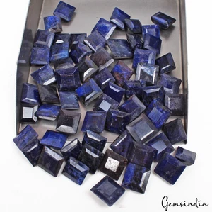 600 Cts/62 Pcs Natural Blue Sapphire Square Cut Loose Wholesale Gemstones Lot - Picture 1 of 6