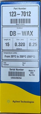 Agilent 123-7012 J&W DB-WAX GC колонна, 15 м, 0,32 мм, 0,25 мкм, 7 дюймов клетка - Изображение 1 из 2