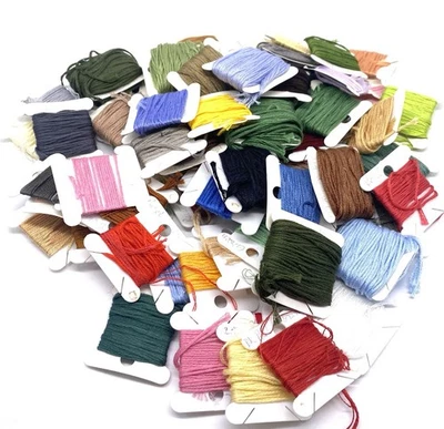 LOT Of 76 CROSS STITCH EMBROIDERY FLOSS Cards needle point Mixed COLORS - Image 1 of 4
