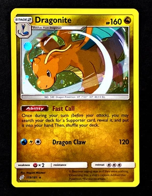 2019 Pokemon DRAGONITE Team Up COSMOS HOLO Rare Sun & Moon Set Card 119/181 MINT - Image 1 of 4