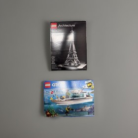 LEGO ARCHITECTURE: The Eiffel Tower (21019) + LEGO CITY: DIVING YATCH (60221)