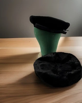 Винтаж 1950-е A.J. Freeds & A.A. Нью-Йорк черный бархат и мех Pillbox шляпа лот - Изображение 1 из 4