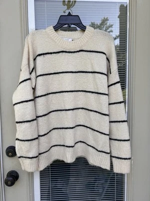 Sweater Lush Ivory with Black Stripes Oversized Size S - Image 1 of 3