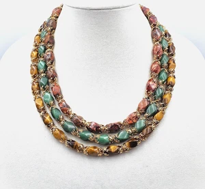 RoDo Collection Rosemary G Necklace NEW Saks 5th Ave Jasper TigersEye & More - Picture 1 of 12