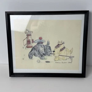 Monica Madore "Scottie Dog Golf" Original Drawing Watercolor Art 2006 13 x 11" - Picture 1 of 10