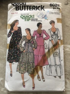 Butterick 6026 Misses' halb tailliertes Kleid mit hoher Taille Größe 12 ungeschnittenes Schnittmuster - Bild 1 von 3