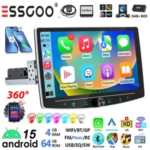 10" DAB+ Android 15 Carplay Drehbar Bildschirm 4+64G 1 DIN Autoradio GPS WIFI BT - Bild 1 von 16