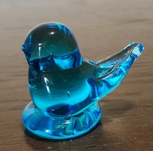 Ron Ray 1998 Sunny Day Blue Bird mundgeblasen Kunstglas blau Glücksvogel - Bild 1 von 7