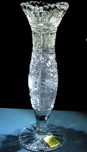 NIB CAESAR CRYSTAL Clear Vase Hand Cut Czech Bohemia Bohemian Czechoslovakia - Bild 1 von 7