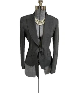 Anne Klein Blazer Size 8 Jacket Suit Separates Executive Pockets Tie Front Close - Picture 1 of 19