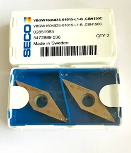 SECO TORNITURA CBN VBGW160402S-01015-L1-B,CBN150C ORIGINALE SVEZIA NUOVO 2 pz. - Foto 1 di 2