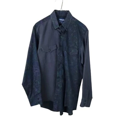 Camisa social masculina Wrangler vintage XL floral mangas de contraste ajuste regular  - Imagem 1 de 4