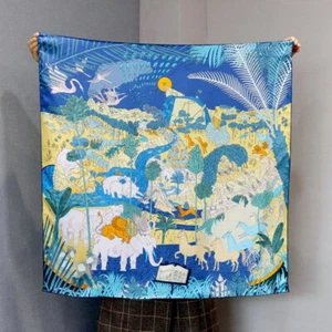 Luxury Animal Carnival Silk Twill Large Square Silk Women Shawl - Picture 1 of 23