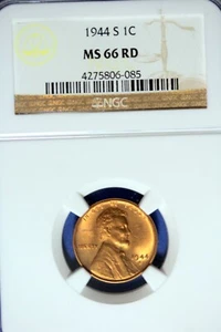 1944 - S NGC MS66RD LINCOLN CENT!!  #B49391 - Picture 1 of 2