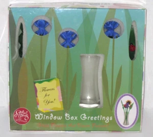 Global Village Glass Studios Caja Ventana Saludos Flor Ramo IRIS #735 NUEVO - Imagen 1 de 8