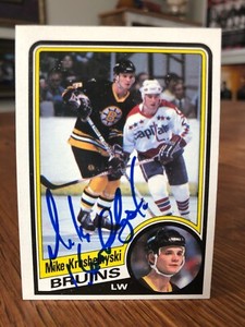 1984-85 TOPPS #6 MIKE KRUSHELNYSKI SIGNED AUTOGRAPHED CARD