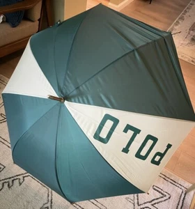 Vintage 1990s Ralph Lauren Varsity Polo Umbrella White/Green - Picture 1 of 2