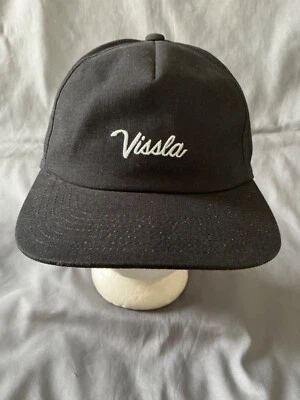 NUEVO Sombrero Vissla Logo 5 Paneles Negro/Plateado Talla Única Strapback Surf Foto 1 de 4