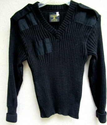 CITADER..WOOL..BLACK..MILITARY..RIBBED..SWEATER..MADE IN ENGLAND..sz 36 - Image 1 of 4