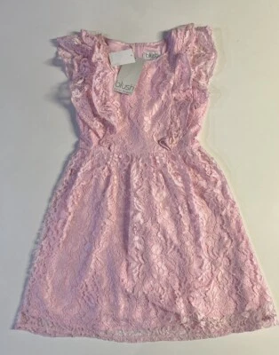 Nuevo con etiquetas Vestido Little Angels by US Angels Doble Volante Encaje Niñas 12 Rosa Cremallera Trasera Foto 1 de 2