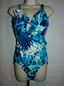 INC International Concepts Women purple teal floral One Piece Swimsuit 14 - Picture 1 of 4