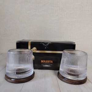 Bolesta Whiskey Glasses Set of 2 Rotatable Tumbler Crystal Glass N.I.B - Picture 1 of 4