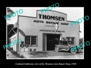 OLD 8x6 HISTORIC PHOTO OF CORTLAND CALIFORNIA THE THOMSEN MOTOR GARAGE c1920 - Imagen 1 de 1
