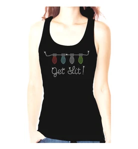 TODOS LOS DIAMANTES DE IMITACIÓN SE ILUMINAN BLING CAMISETA DE TANQUE NAVIDEÑO - Imagen 1 de 2