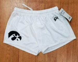 GK Elite White Gymnastics Shorts IOWA HAWKEYES Nylon Spandex Adult M NWT - Picture 1 of 4