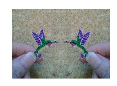 Colibrí - Pájaro - Jardín - Hierro Bordado en Parche - MINI PEQUEÑO JUEGO DE 2 C Foto 1 de 2