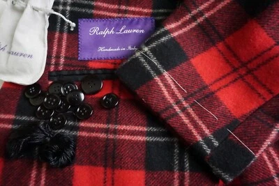Chaqueta Abrigo Deportivo Ralph Lauren Etiqueta Púrpura RLPL Rojo Tartán Cachemira 36S NUEVA Foto 1 de 4