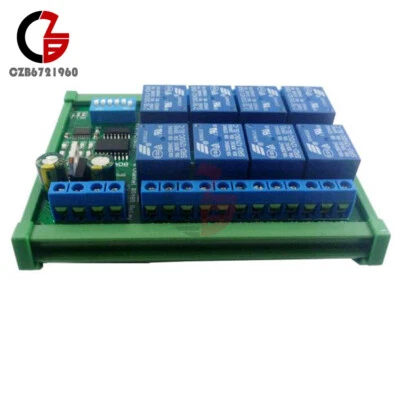 DC12V 8 Channel Relay Modbus RTU DIN Rail RS485 Relay Module Programmable Module - Image 1 of 4