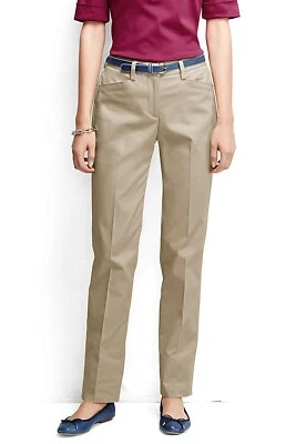 Lands' End Plain Straight Leg Chino Pants Desert Khaki 8 NWOT (818) - Image 1 of 4