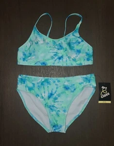 NWT Girls Art Class Green Blue Tie Dye Bikini Swimsuit Bathing Suit Size XL 14 - Picture 1 of 2