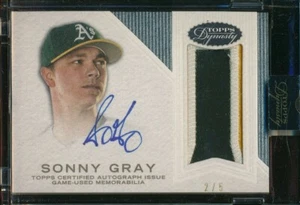 2016 Topps Dynasty Sonny Gray Silver Patch Relic Auto #d /5 Autograph AP-SG5 - Picture 1 of 2