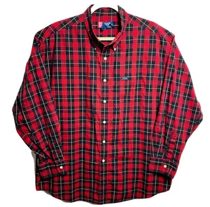 CHAPS Ralph Lauren Men’s Long Sleeve Casual Button Down Shirt Red Plaid Sz XXL - Picture 1 of 4