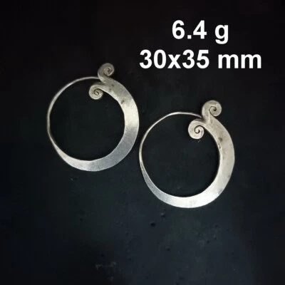 精美银色耳环 CRAFT 复古女式危险 6 克精制环 #RE147 — 第 1/4 张图片