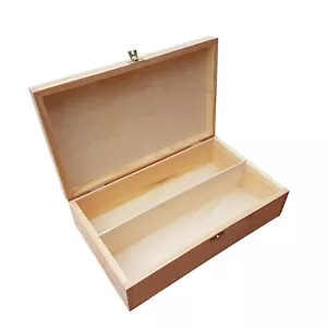 WOODEN WINE BOX FOR TWO BOTTLES OF WINE, CLOSED WITH A LATCH, - UNPAINTED - Picture 1 of 6