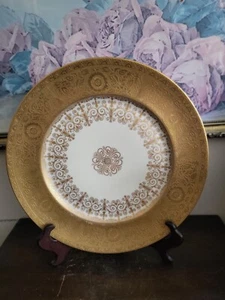 H & Co Heinrich & Co Selb Bavaria Germany Dinner Plate Encrusted Gold 11" - Picture 1 of 10