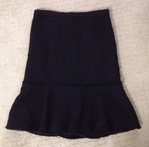 EUC Women's J. Crew Nubby Black Wool Skirt-Size 4 - Picture 1 of 3