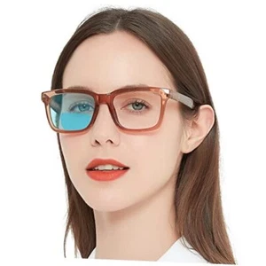 Bifocal Reading Glasses Women Large Square Blue Light Computer Y-tan 2.5 x - Picture 1 of 7