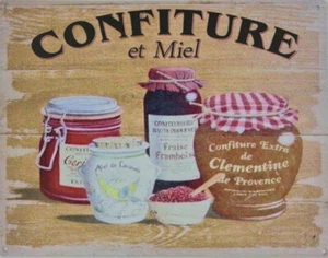 Blechschild Confiture et Miel Konfitüre Deko Schild Aufschrift Aufdruck 20 x 25 - Bild 1 von 1