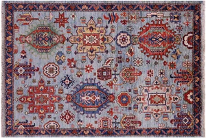 Blauer handgeknüpfter Heriz Serapi Wollteppich 4 Fuß 1 Zoll x 6 Fuß 0 Zoll - Q23365 - Bild 1 von 7