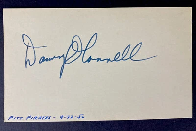 1950 Danny O'Connell D.69 Signed 3x5 Index Card Autograph Pittsburgh Pirates  - Image 1 of 2
