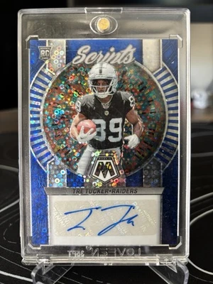 2023 Panini Mosaic - Rookie Scripts Tre Tucker #RS-TT No Huddle Blue Prizm (RC) - Image 1 of 3