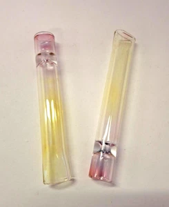 Glass Pipe Chillum Smoking Tobacco Bat 3" Long Flat Mouth Fumed- Pack of 2 - Picture 1 of 2